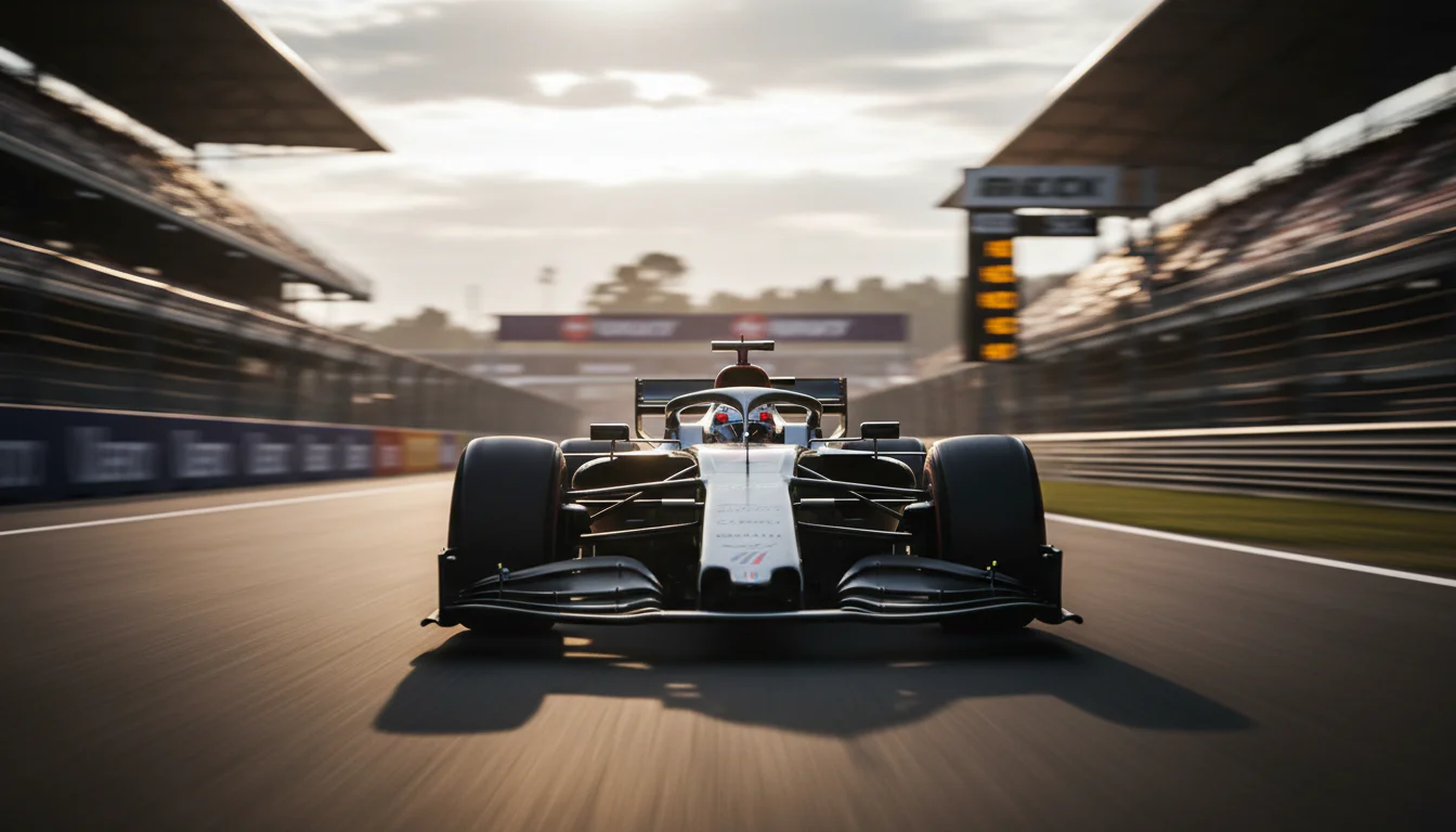 Formule 1-auto op volle snelheid tijdens een kwalificatieronde