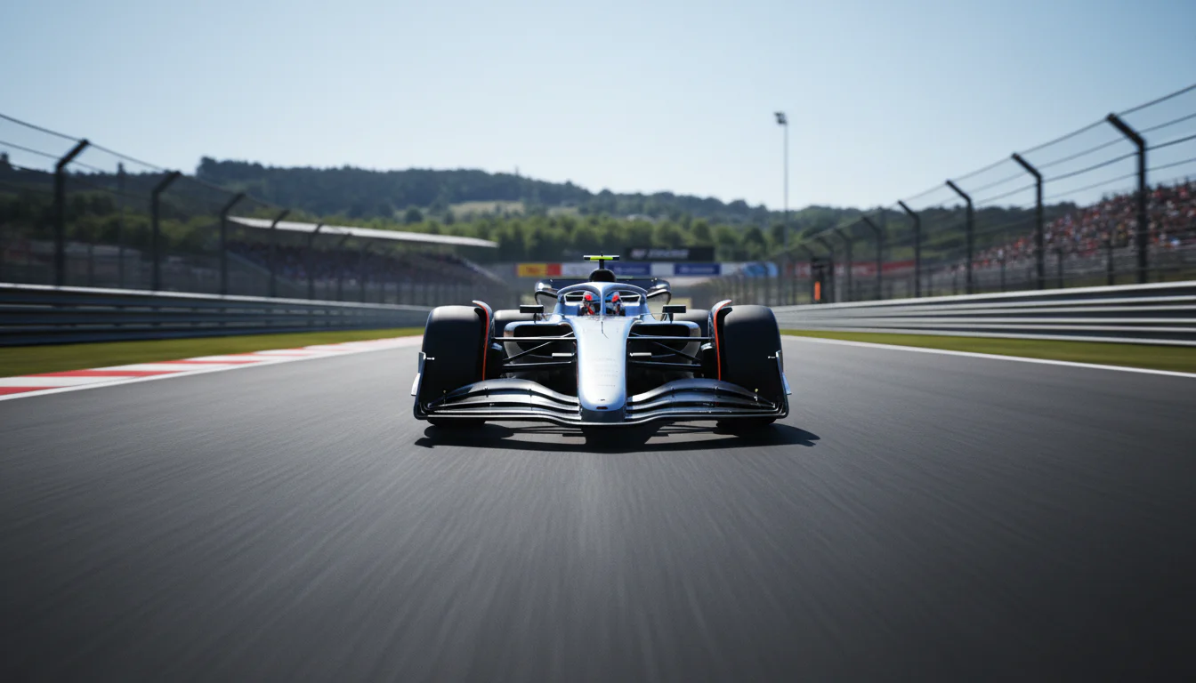 Formule 1-auto van de nieuwe generatie 2026 op het rechte stuk van een circuit