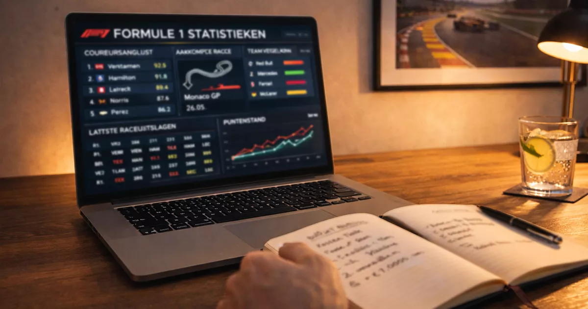 Laptopscherm met Formule 1 rondetijden en sectorendata voor analyse
