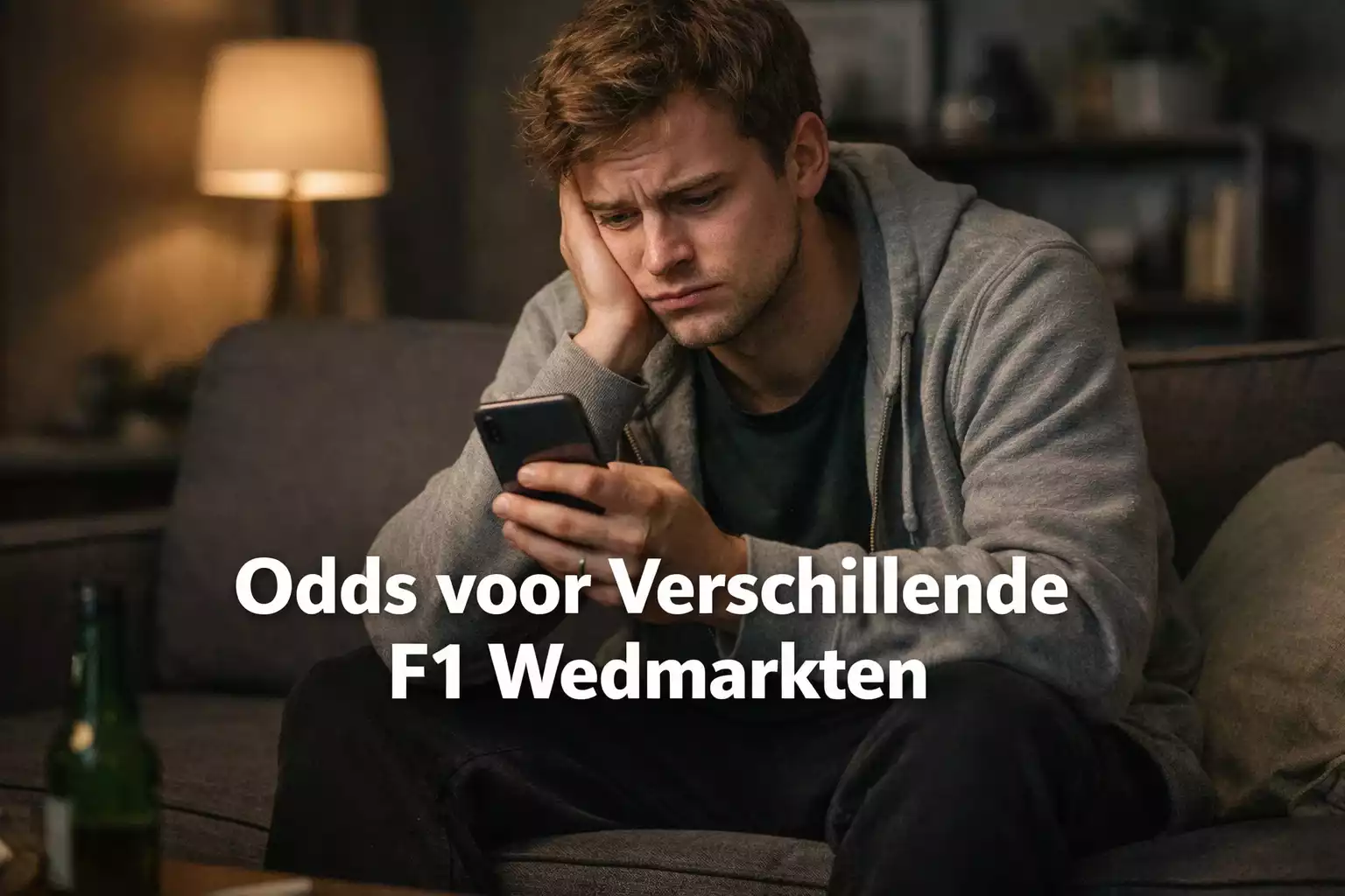Gefrustreerde wedder kijkt naar verliezende weddenschap op telefoon